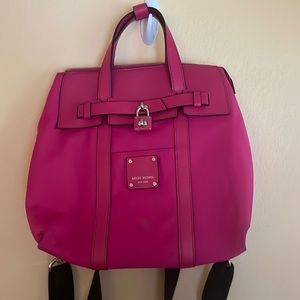 Henri Bendel Small Hot Pink Nylon Jetsetter Convertible Backpack Bag